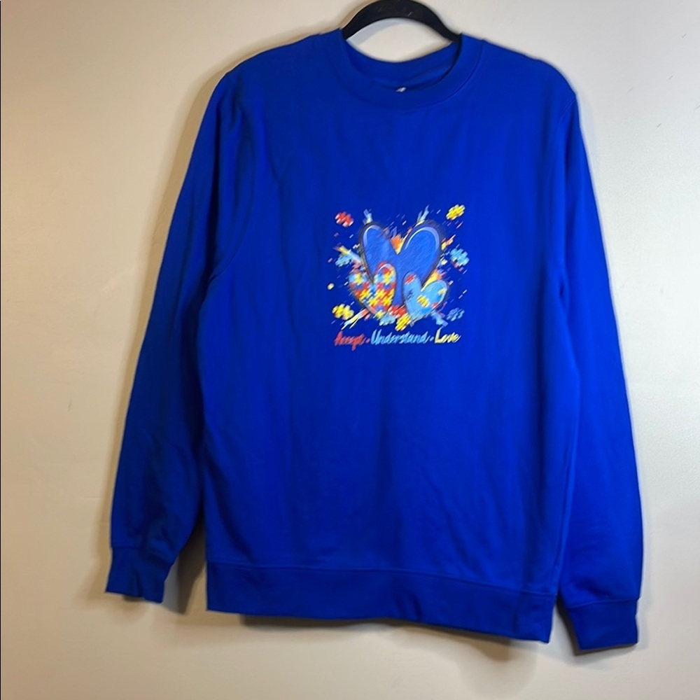 Makers Market Blue Autism Awareness Crewneck Sweater Adult Size Medium #110